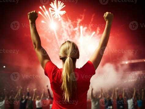 Happy woman celebrating a beautiful life AI Generative 32690297 Stock