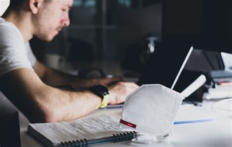 premium photo protective mask   office worker