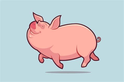 Premium Vector | Happy Pig Walking and Skipping