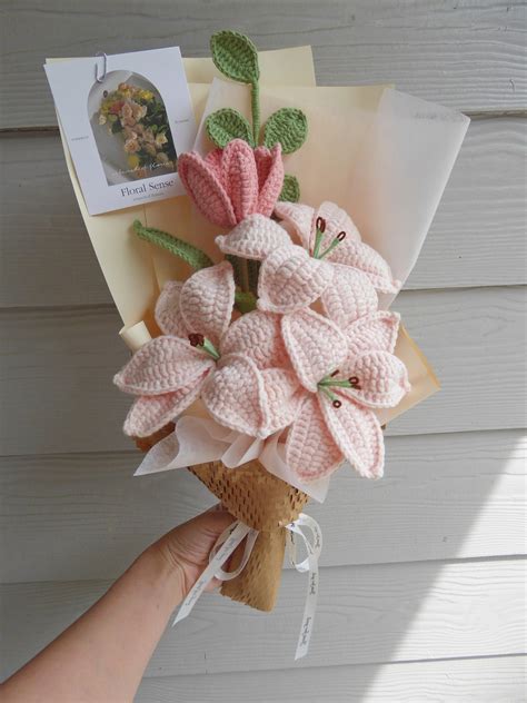 Crochet Flowers Bouquet Handmade, Finished Product,rose,lily for ...