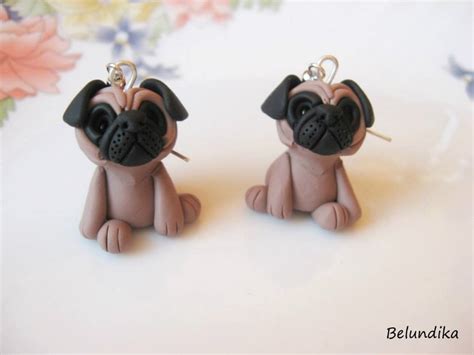 Pug Earrings Polymer Clay Dog Fimo Earrings - Etsy