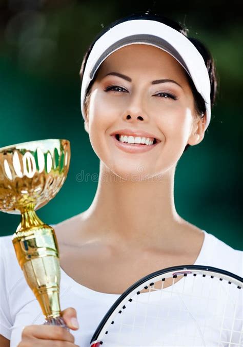 Female Tennis Player Won the Match Stock Photo - Image of cheer ...
