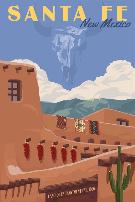 Just Looking Gallery- Steve Thomas Santa Fe Adobe | Retro travel poster