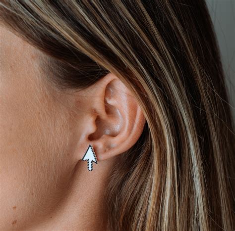 Computer Mouse and Cursor Pixel Black and White Stud Earrings - Etsy