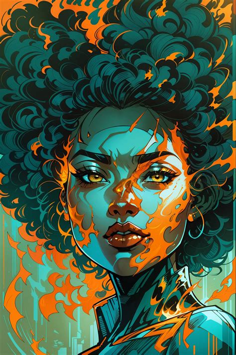 full body shoot woman with afro hair and gree eyes and a ebony face