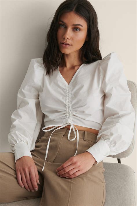 Cotton Drawstring Top White | NA-KD