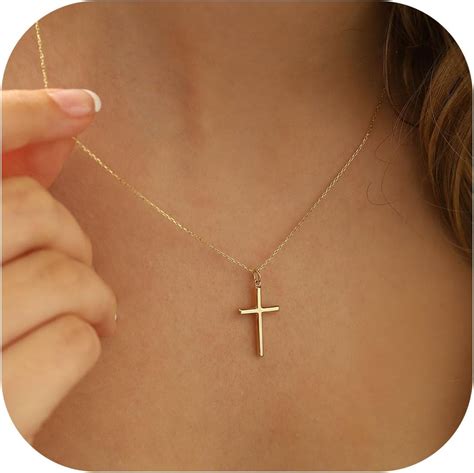 MONOZO Cross Necklace for Women - 14K Gold Plated Cross Necklace ...