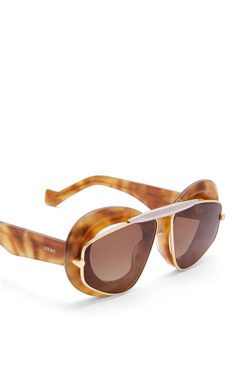 Wing double frame sunglasses in acetate and metal Havana/Brown - LOEWE