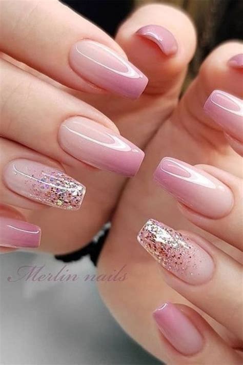 Glitter Modelos De Unha Em Gel - Unha de gel com glitter e tons em rosa