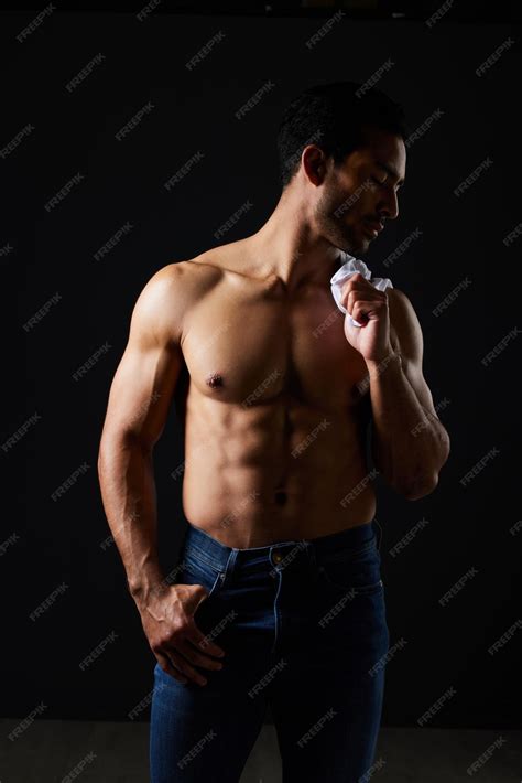Premium Photo | Sexy muscle and man in studio with fitness inspiration