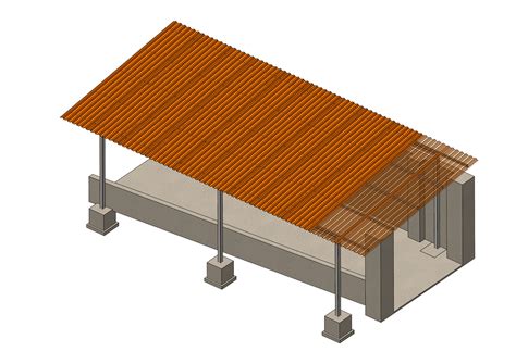 Навес для автомобиля 4 x 8 x 2,4 метра 3D-модель - Чертежи, 3D Модели ...