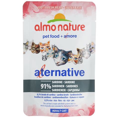 Almo Nature Alternative Adult Cat Sardines паучи для взрослых кошек с ...