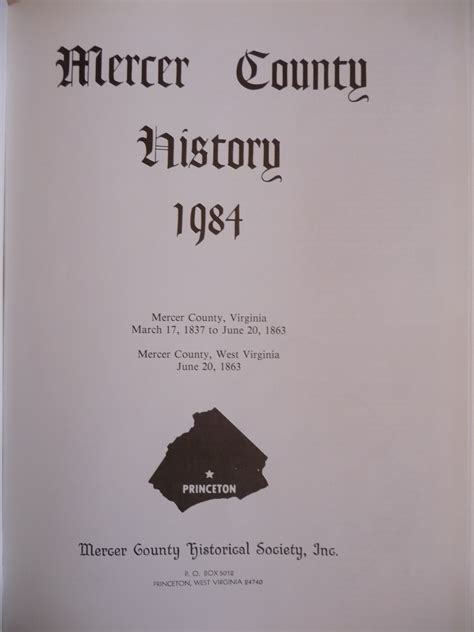 Mercer County History 1984; Mercer County, Virginia March 17, 1837 to ...