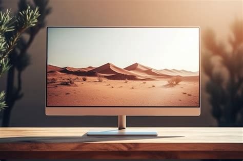 View of computer monitor display with desk | AI-generated image
