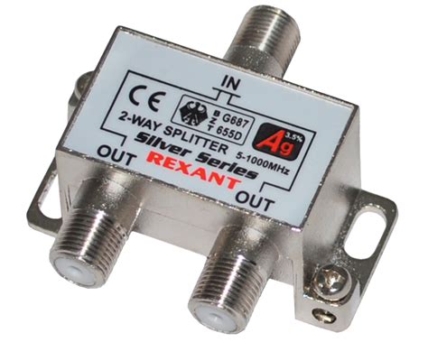 Делитель на 2 в упаковке 2-WAY Splitter Silver (+ 3 F-разъема) Rexant ...
