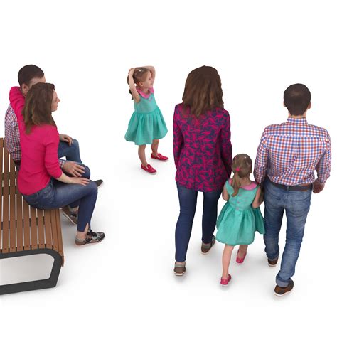 Family 3d people park collection x3 3d models - Renderbot