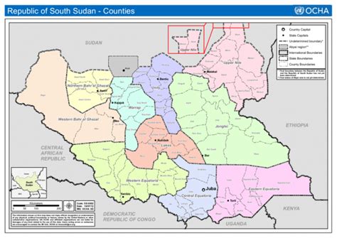 Republic of South Sudan - Counties (as of 16 July 2012) - Reference Map ...