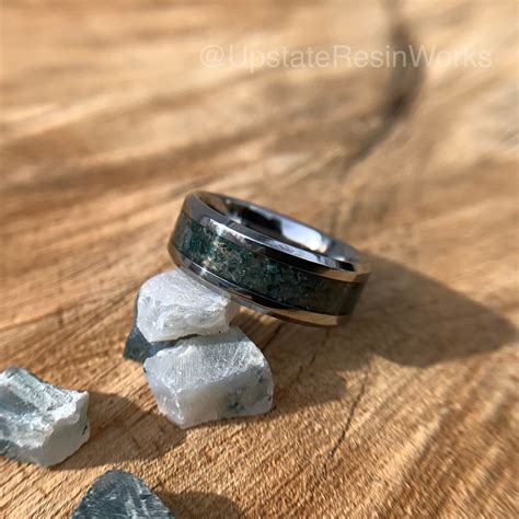 Genuine Moss Agate Ring, Moss Agate Band, Dendritic Moss Agate Ring