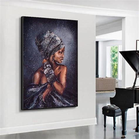 Black Wall Art, African Art Black Smiling African Nude Women for Living