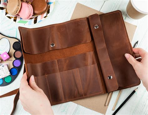 leather roll leather pencil roll artists roll leather etsy
