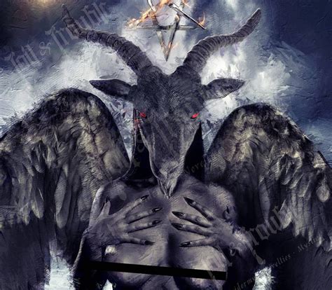 Baphomet art poster print goat head black goat pentagram 13x19 | Etsy