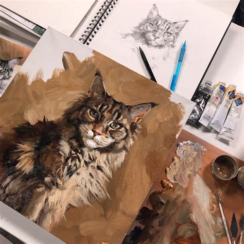 Портрет кошки маслом