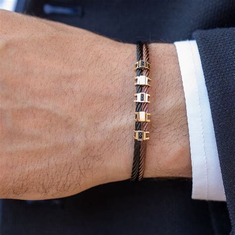 Men's Solid Gold Bracelet, Black-brown Real Gold Men Cuff Bracelet, Men ...