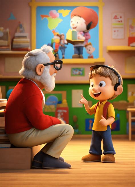 Lexica - 3D mascot of a male storyteller age 50th inviting children to