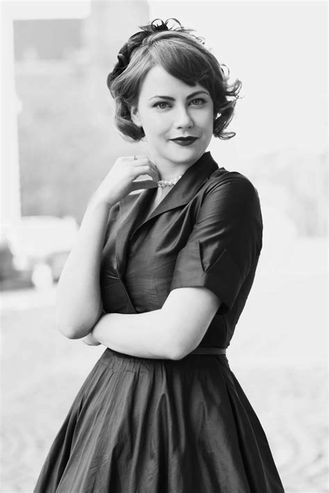 Charming czech actress Jenovefa Bokova wearing vintage retro dress by