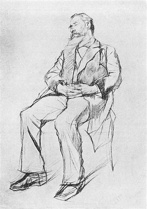 a drawing of a man sitting in a chair
