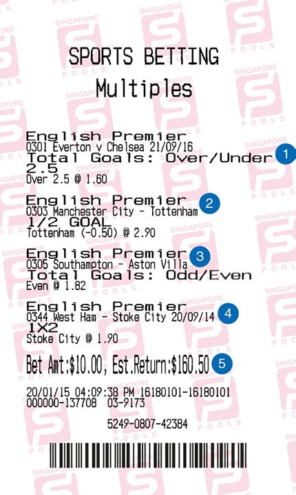 placing pre match sports bets  bet slips singapore pools