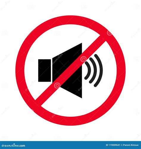 Forbidden Sign with Loudspeaker Glyph Vector Flat Icon. Indicating ...