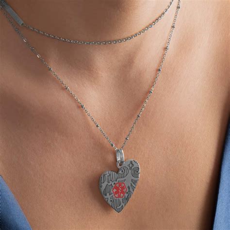 Heart Stainless Steel Medical ID Necklace | Lauren's Hope