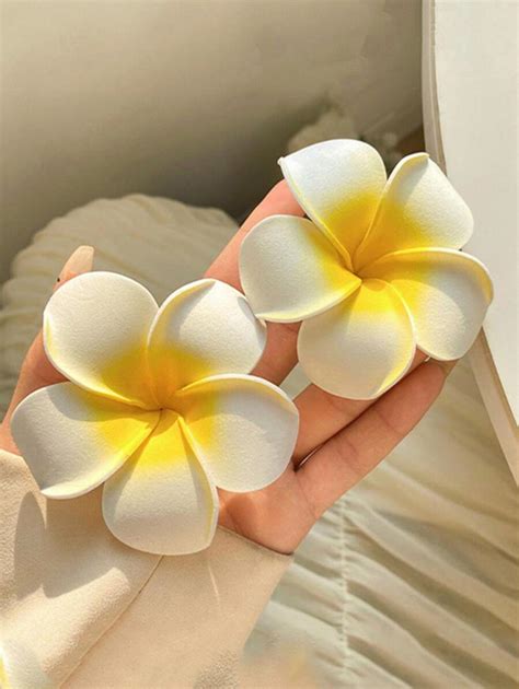 pcs women white yellow flower decor alligator hair clip boho summer