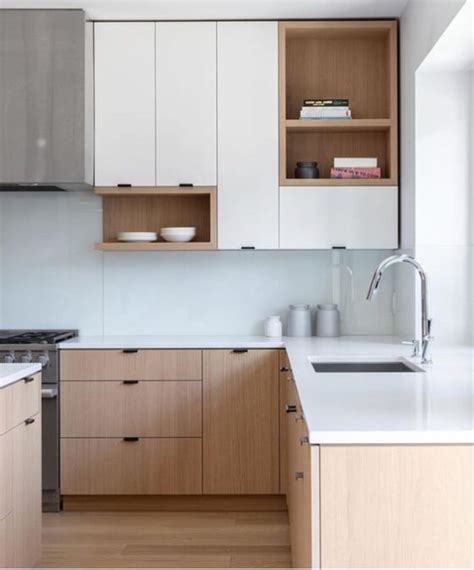 An L shaped kitchen design with window, airy and bright,