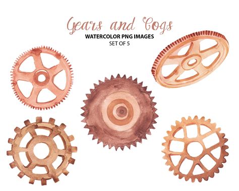 Watercolor Gears & Cogs Clipart Locksmith Clip Art - Etsy