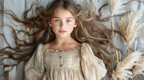 AI generated Young Girl Standing in Front of Wall 43166521 Stock Photo