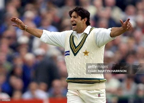 pakistans bowler wasim akram celebrates  runout  england news