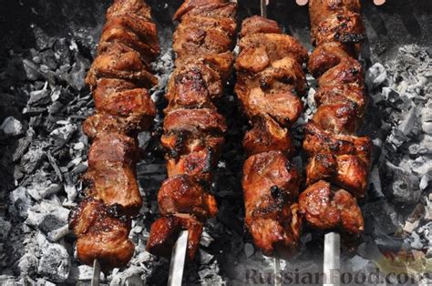 Рецепт: Шашлык из свинины в маринаде из томатного сока на RussianFood.com