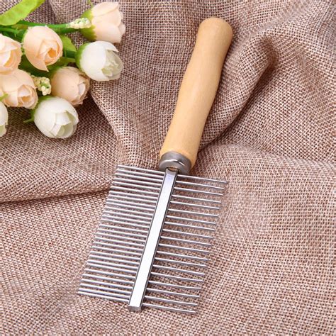 pcs dog cat comb stainless steel pin teeth wooden handle grooming fur
