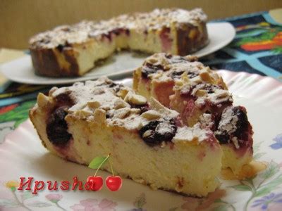 Творожник с вишней и миндалем : Выпечка сладкая