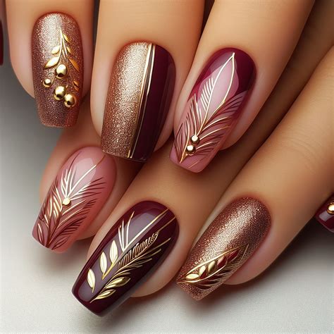 10 Gorgeous Burgundy and Gold Nails to Try in 2024 [Updated] - The ...