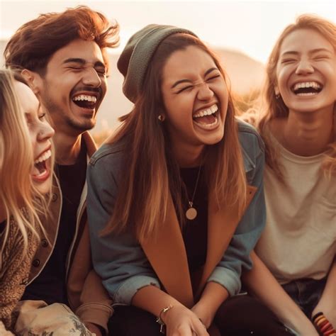 premium ai image photo   group  friends laughing ai generated