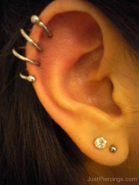 Spiral Helix And Lobe Piercing