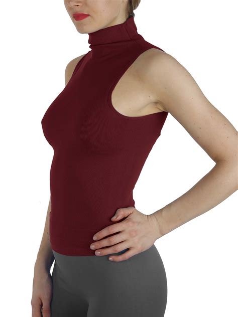 Women's Seamless Sleeveless Mock Neck Turtleneck Shaping Slim Fit