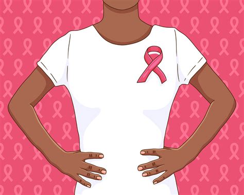 Breast cancer awareness month. Black woman wearing pink ribbon 12262001 Vector Art at Vecteezy