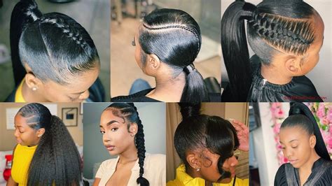 20 Smooth And Sleek Ponytail Hairstyles For Black Women Coils And Glory ...