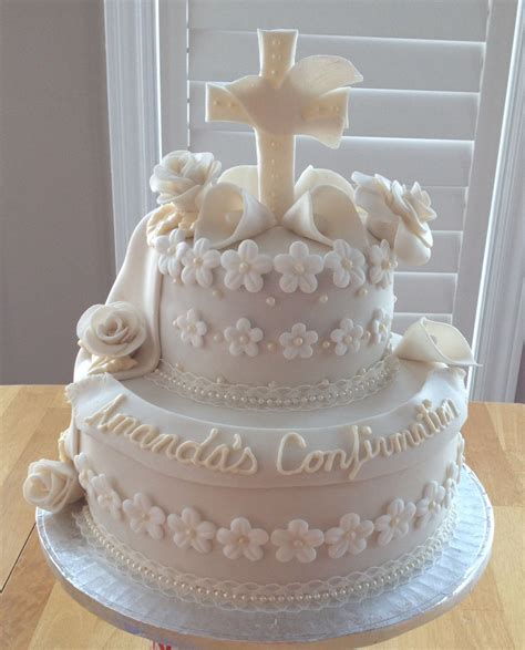 flowers  cross  dove confirmation cake  fantastic cakes