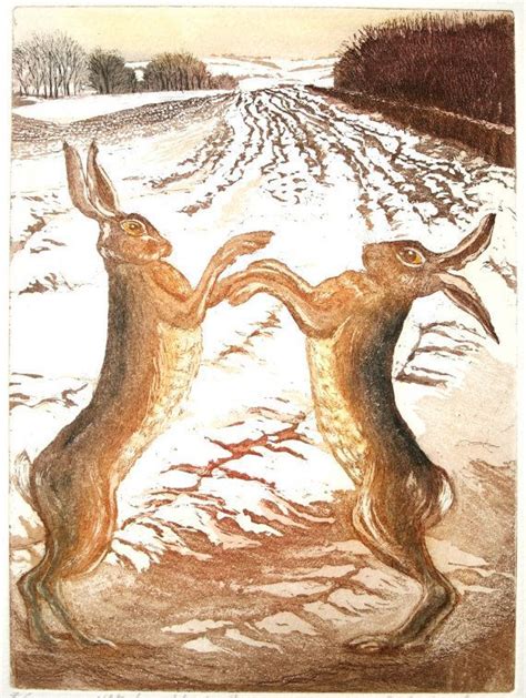 boxing hares | Boxing Hares original Etching and Aquatint by SallyWinterEtchings Hare Painting ...