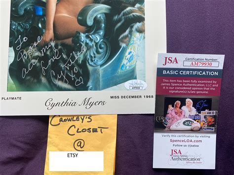 Rare Cynthia Myers Signed 8X10 Photo 1968 Playboy Playmate (D.2011) JSA